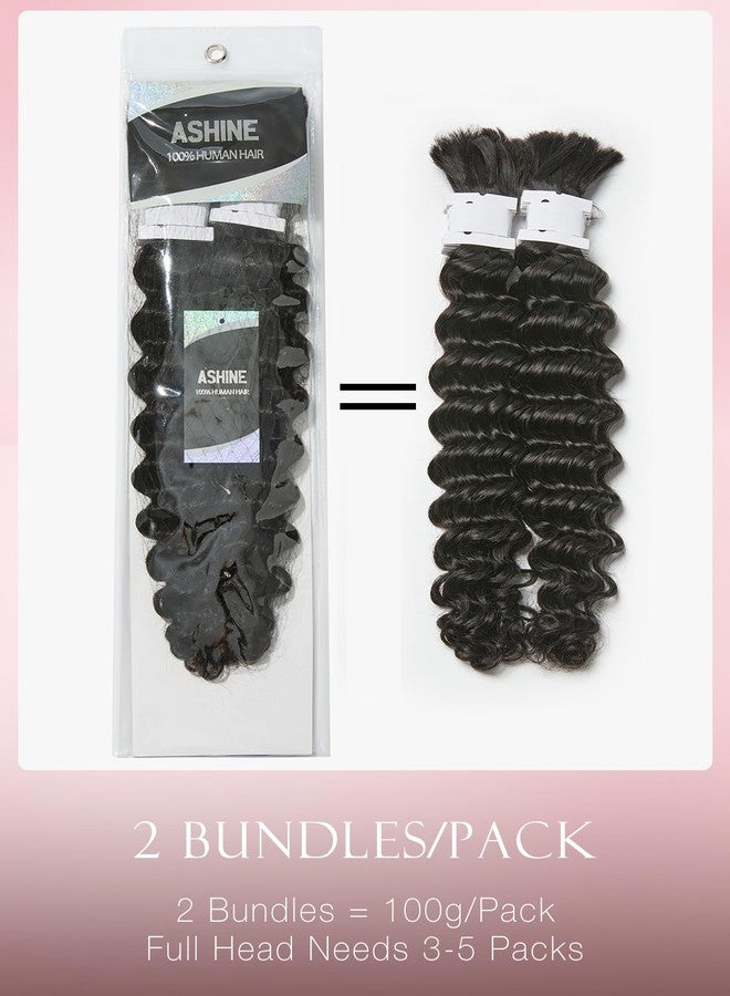 ASHINE Human Braiding Hair for Boho Braids Deep Wave Bulk Pre-Separated Strands 100% Human Hair 2 Bundles/Pack 100g 16 Inch Natural Color Easy to Braid - Image 5